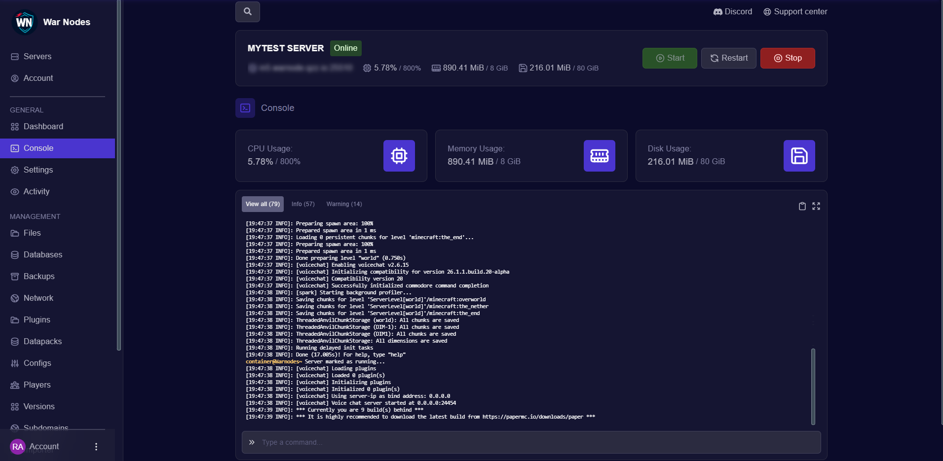 Console & live logs